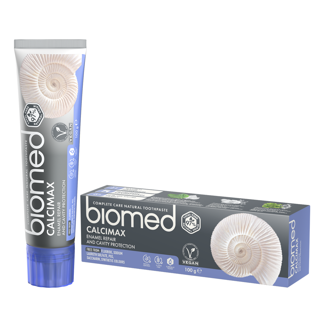 Pasta dental Biomed Calcimax sin flúor 100g con hidroxiapatita