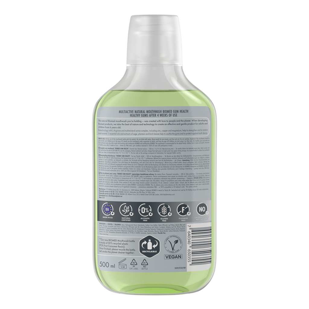 Enjuague bucal Biomed Gum Health parte posterior