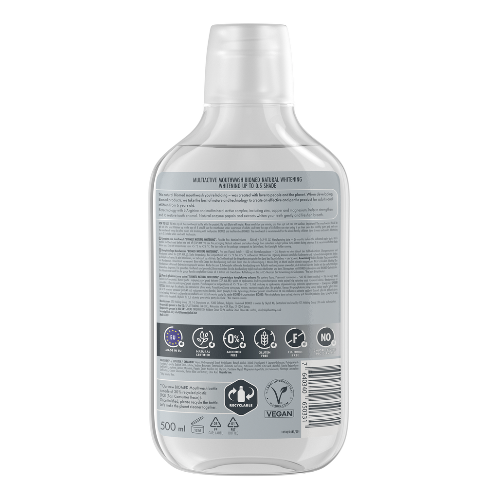 Enjuague bucal Biomed Natural Whitening parte posterior