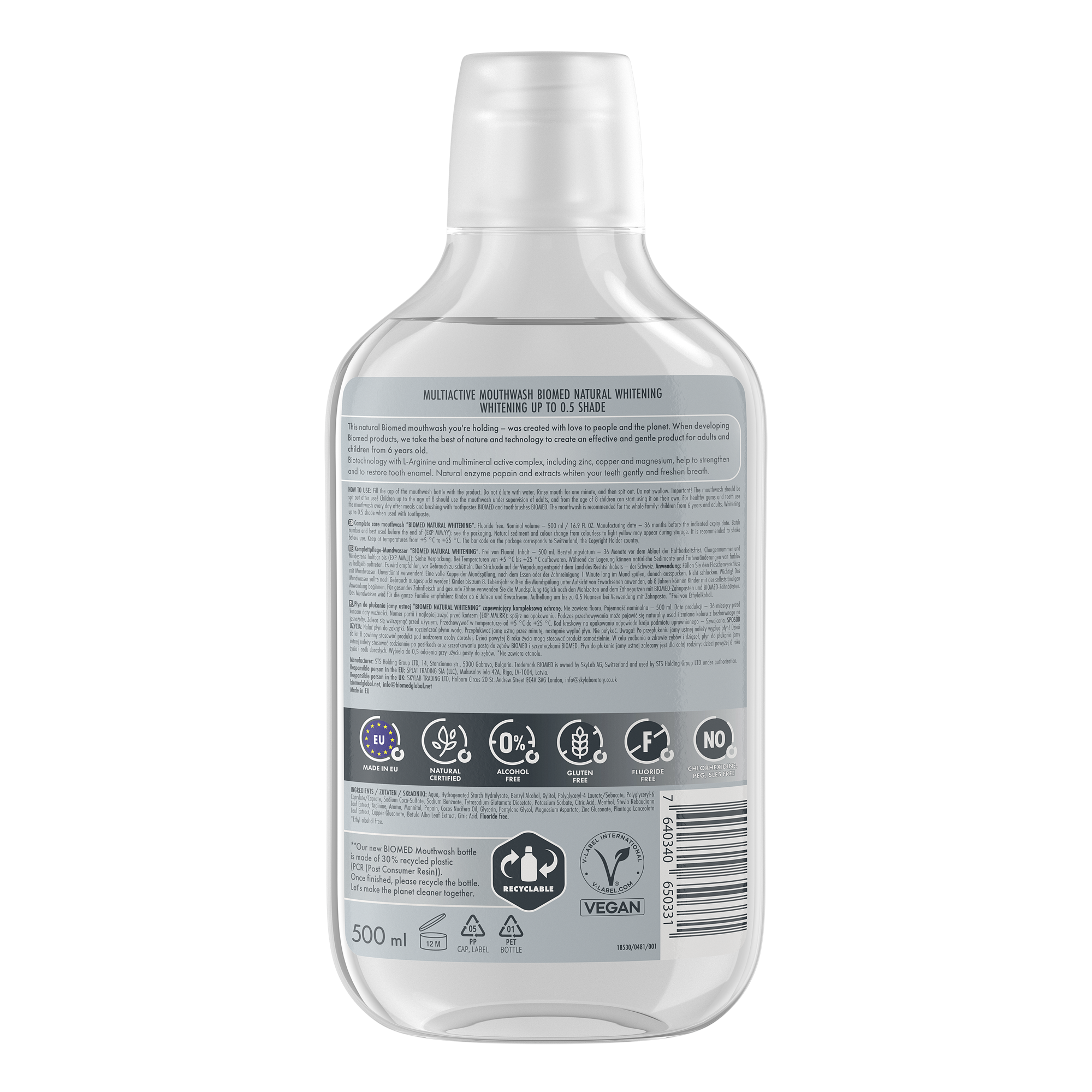Enjuague bucal Biomed Natural Whitening parte posterior