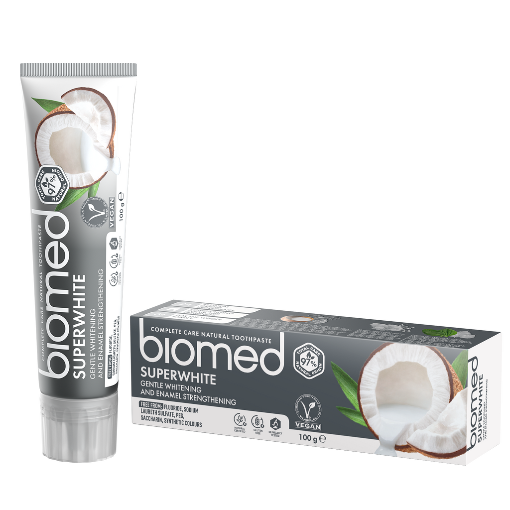 Pasta dental Biomed Superwhite coco y canela 100g