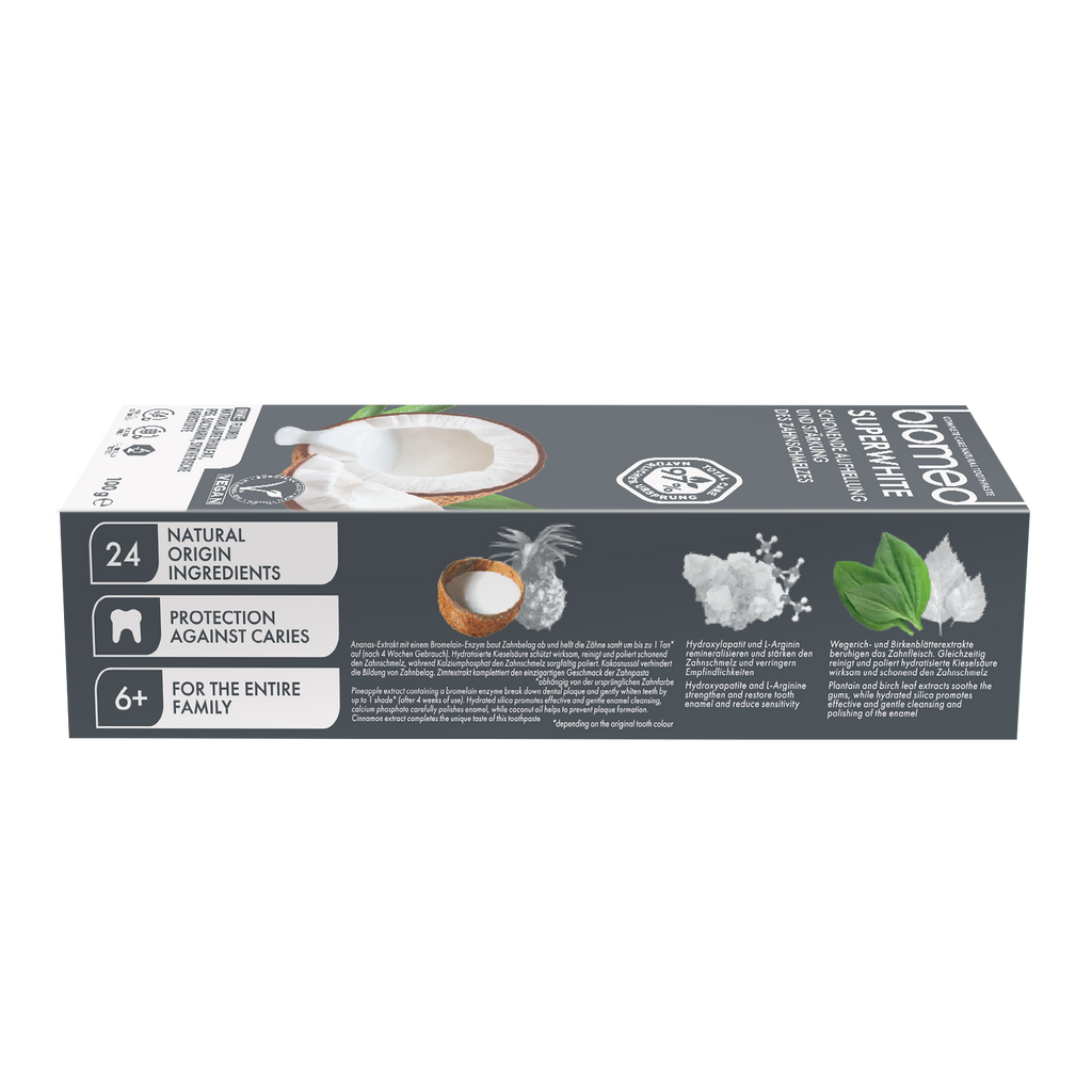 Caja de Pasta dental Biomed Superwhite coco y canela