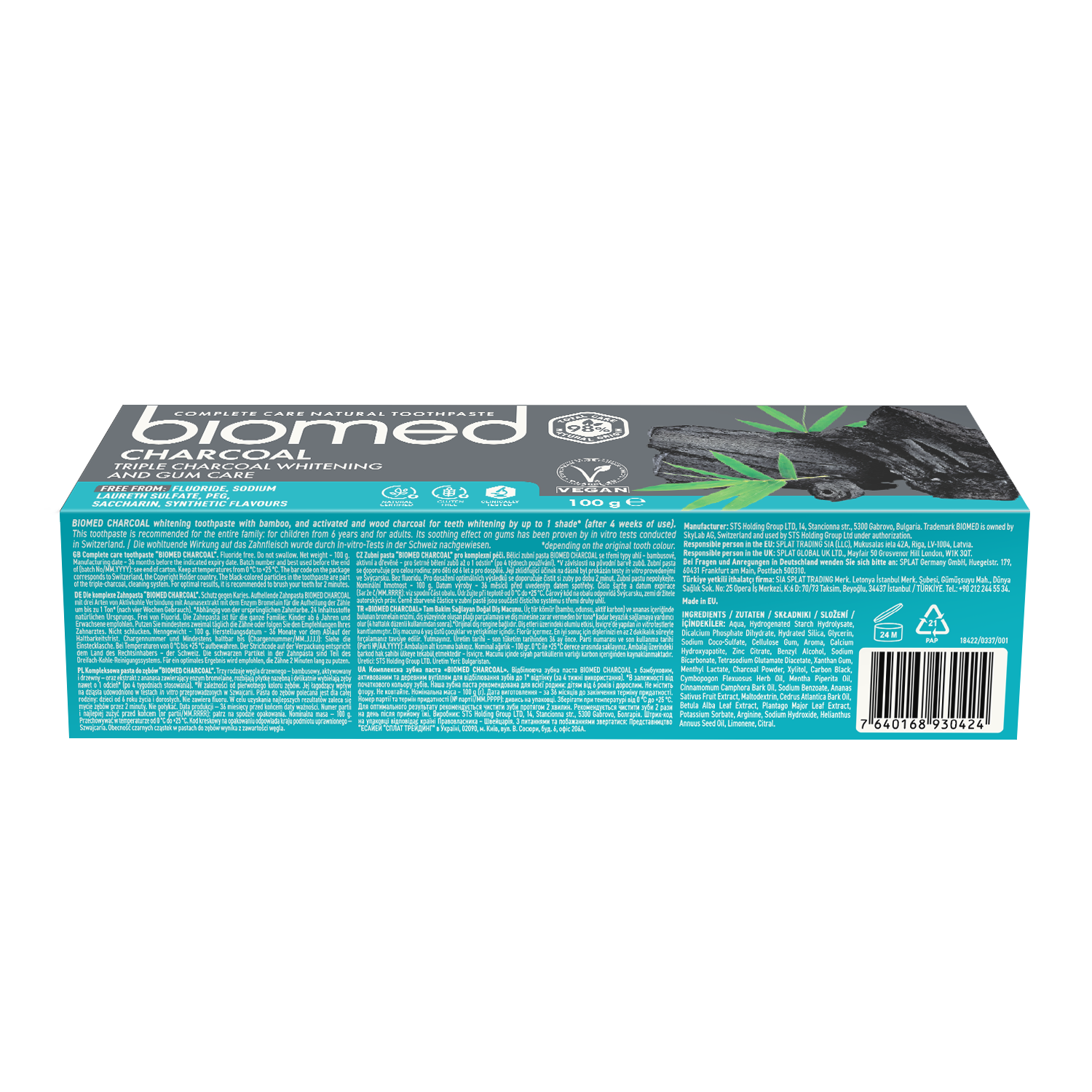 Pasta Dental Biomed CHARCOAL con Carbón Activado Blanqueadora 100g