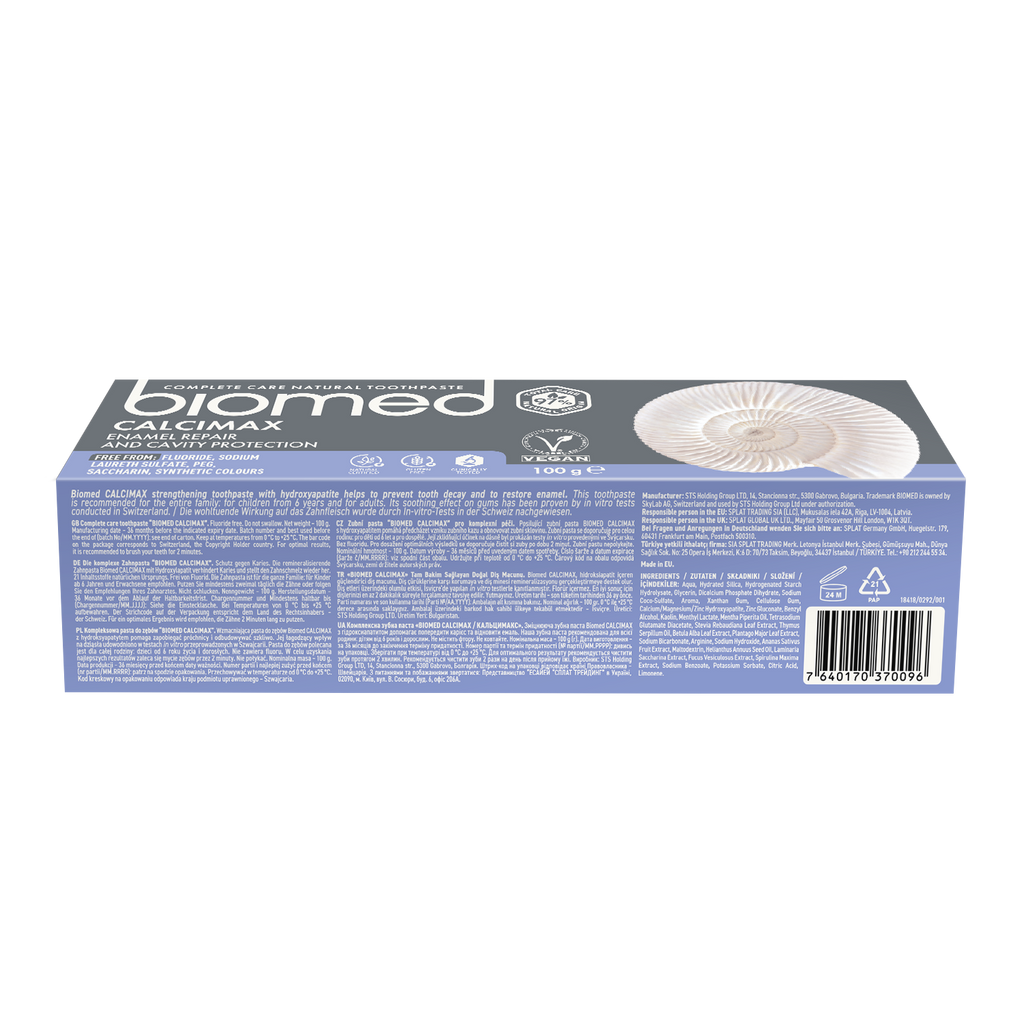 Pasta dental Natural sin Fluor Biomed Calcimax 100g