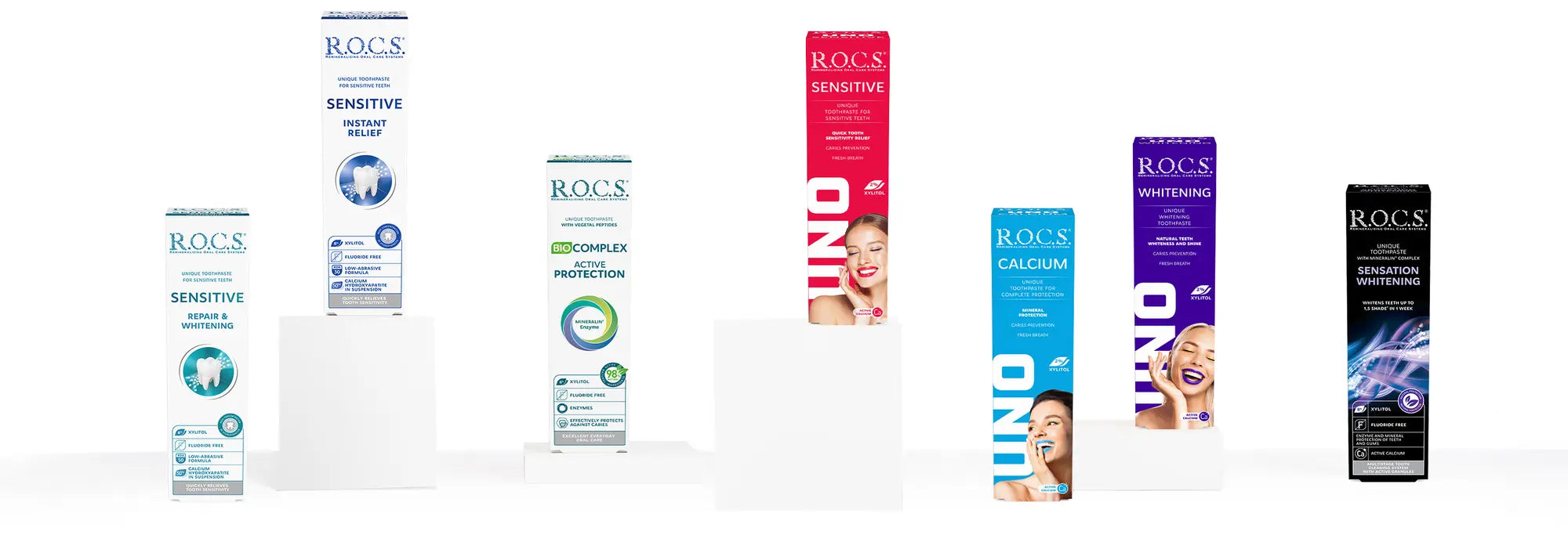 Selección de pastas dentales R.O.C.S. disponibles en Chile
